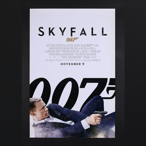 Lot #294 - JAMES BOND: SKYFALL (2012) - US One-Sheet Autographed by Daniel Craig, Judi Dench, Javier Bardem, Berenice Marlohe, Naomie Harris, Michael Wilson and Barbara Broccoli, 2012