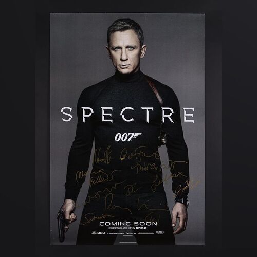 Lot #295 - JAMES BOND: SPECTRE (2015) - US One-Sheet Autographed by Daniel Craig, Lea Seydoux, Monica Bellucci, Sam Mendes, Dave Bautista and Others, 2015