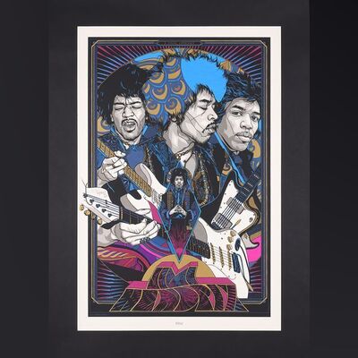 Lot #314 - JIMI HENDRIX - Dark Hall Mansion Archive: Hand-Numbered Limited Edition Variant Print by Tyler Stout, 2014