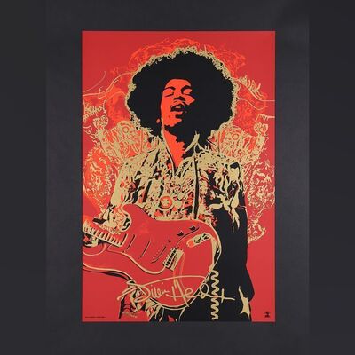 Lot #316 - JIMI HENDRIX - Dark Hall Mansion Archive: Hand-Numbered Limited Edition Red Variant Edition Print by Naja Conrad-Hansen, 2015