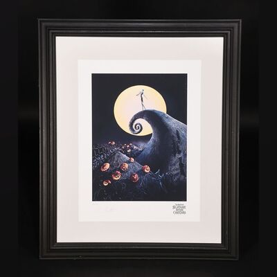 Lot #373 - THE NIGHTMARE BEFORE CHRISTMAS (1993) - Framed Limited Edition "The Pumpkin King" Print Signed by Tim Burton, 2000