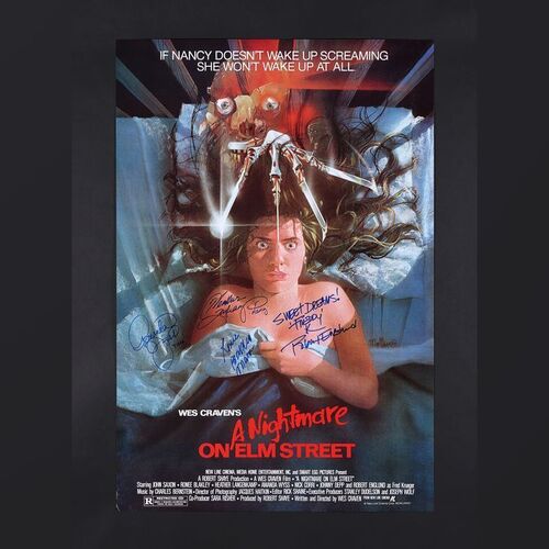 Lot #374 - A NIGHTMARE ON ELM STREET (1984) - Robert Englund, Heather Langenkamp, Ronee Blakley and Amanda Wyss Autographed Commercial Poster