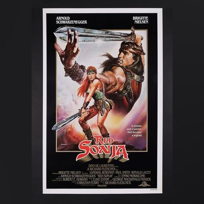 Lot #405 - RED SONJA (1985) - Brigitte Nielsen Autographed US One-Sheet, 1985