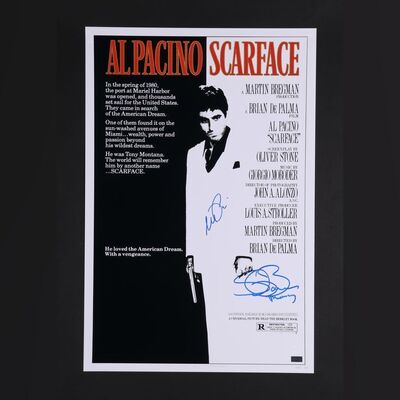 Lot #417 - SCARFACE (1983) - Al Pacino and Steven Bauer Autographed Mini Poster