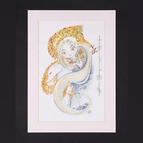 Lot #420 - THE SECRET OF THE KELLS (2009) - Tomm Moore Hand-painted Artwork of Aisling and Pangur Ban, 2011