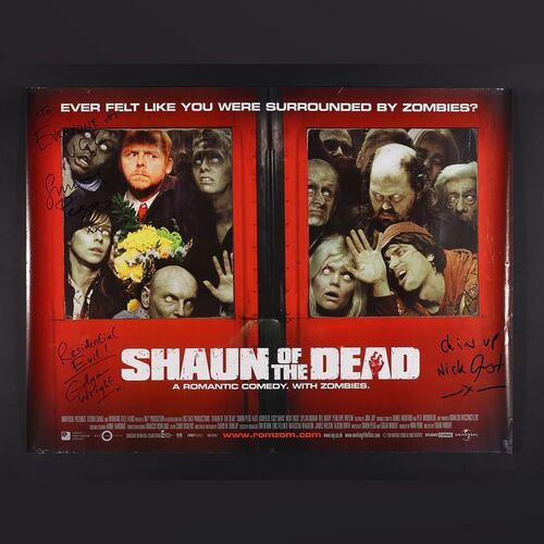Lot #425 - SHAUN OF THE DEAD (2004) - Simon Pegg, Nick Frost and Edgar Wright Autographed UK Quad, 2004
