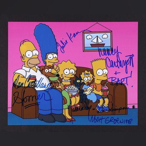 Lot #428 - THE SIMPSONS (1989 - PRESENT) - Matt Groening, Dan Castellaneta, Julie Kavner, Nancy Cartwright and Yeardley Smith Autographed Large Still