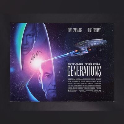 Lot #439 - STAR TREK: GENERATIONS (1994) - William Shatner and Patrick Stewart Autographed UK Quad, 1994