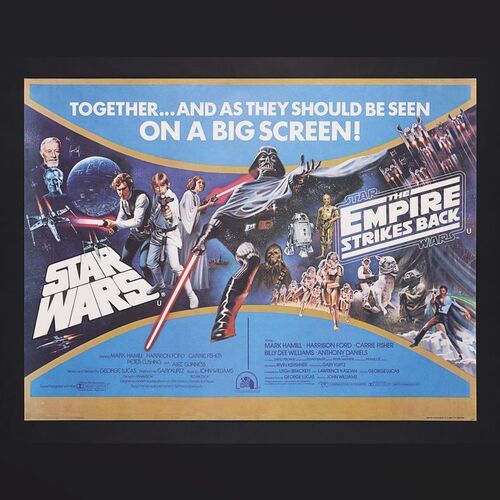 Lot #475 - STAR WARS: A NEW HOPE (1977) / STAR WARS: THE EMPIRE STRIKES BACK (1980) - Double-Bill UK Quad, 1982
