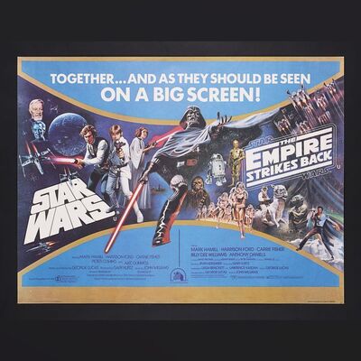 Lot #475 - STAR WARS: A NEW HOPE (1977) / STAR WARS: THE EMPIRE STRIKES BACK (1980) - Double-Bill UK Quad, 1982