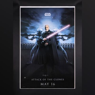 Lot #521 - STAR WARS: EPISODE II - ATTACK OF THE CLONES (2002) - Christopher Lee Autographed Limited Edition Bus Stop Poster, 2002
