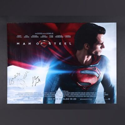 Lot #539 - SUPERMAN: MAN OF STEEL (2013) - Henry Cavill, Russell Crowe and Amy Adams Autographed UK Quad, 2013