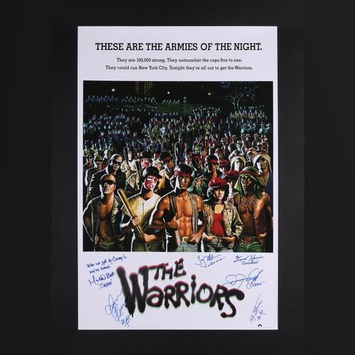 Lot #594 - THE WARRIORS (1979) - Michael Beck, James Remar, Terry Michos, David Harris, Dorsey Wright and Thomas G Waites Autographed Commercial Poster
