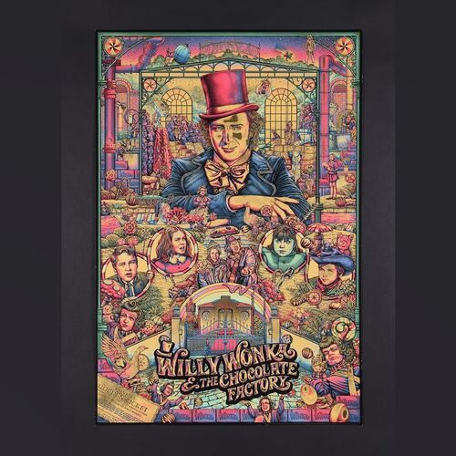Lot #613 - WILLY WONKA AND THE CHOCOLATE FACTORY (1971) - Dark Hall Mansion Archive: Hand-Numbered Private Proof Regular "Golden Ticket" Foil Print by Ise Ananphada, 2017