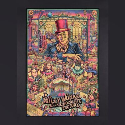 Lot #613 - WILLY WONKA AND THE CHOCOLATE FACTORY (1971) - Dark Hall Mansion Archive: Hand-Numbered Private Proof Regular "Golden Ticket" Foil Print by Ise Ananphada, 2017