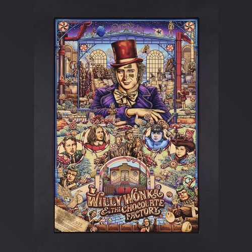 Lot #614 - WILLY WONKA AND THE CHOCOLATE FACTORY (1971) - Dark Hall Mansion Archive: Hand-Numbered Private Proof Variant "Golden Ticket" Foil Print by Ise Ananphada, 2017