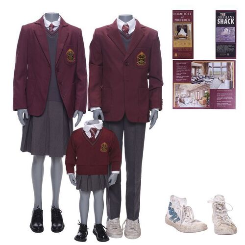 Lot # 29: A Series of Unfortunate Events (TV Series) - The Baudelaires' Prufrock Preparatory School Uniforms with Three School Programs