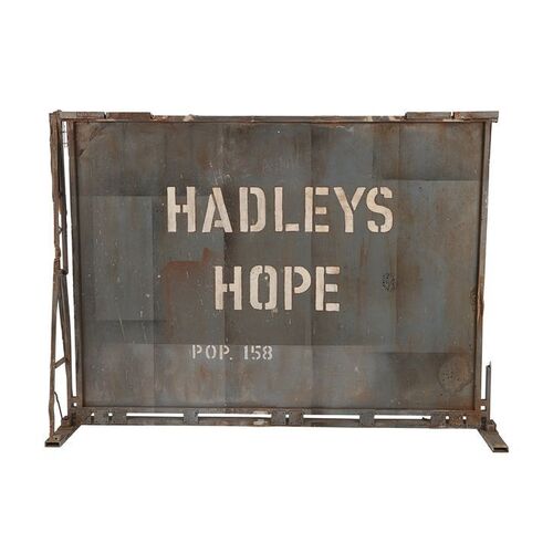 Lot #14: ALIENS (1986) - Screen-matched Hadley's Hope Model Miniature Sign