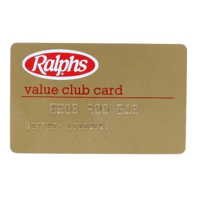 Lot #64: THE BIG LEBOWSKI (1998) - The Dude's (Jeff Bridges) Ralphs Card