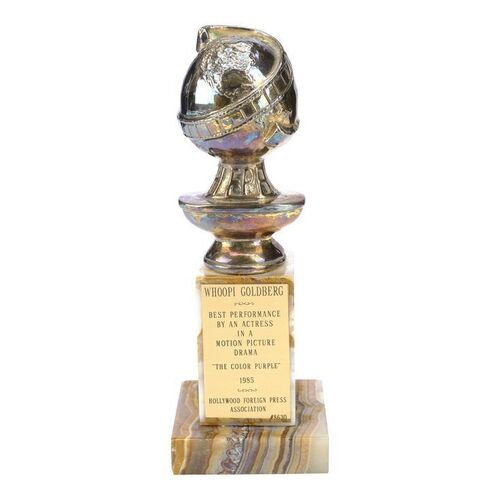 Lot #108: THE COLOR PURPLE (1985) - Whoopi Goldberg's 1985 Golden Globe Award for Best Performance by an Actress in a Motion Picture - Drama