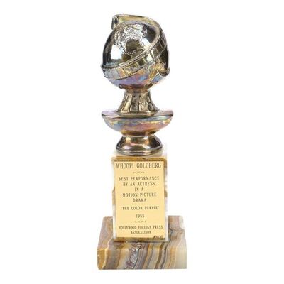 Lot #108: THE COLOR PURPLE (1985) - Whoopi Goldberg's 1985 Golden Globe Award for Best Performance by an Actress in a Motion Picture - Drama