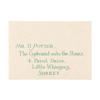 Lot #181: HARRY POTTER AND THE PHILOSOPHER'S STONE (2001) - Harry Potter's (Daniel Radcliffe) Hogwarts Acceptance Letter