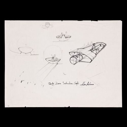 Lot #212: JAMES BOND: THE SPY WHO LOVED ME (1977) - Ken Adam Signed Production Design Sketches of Liparus Linear Induction Craft