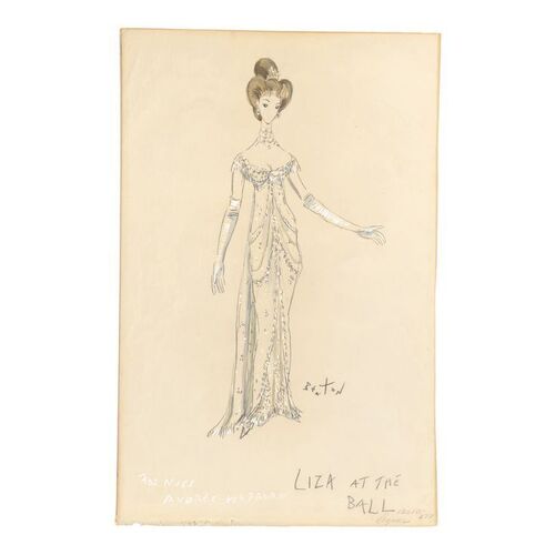 Lot #269: MY FAIR LADY (1964) - Hand-drawn Cecil Beaton Eliza Doolittle (Audrey Hepburn) Embassy Ball Costume Sketch