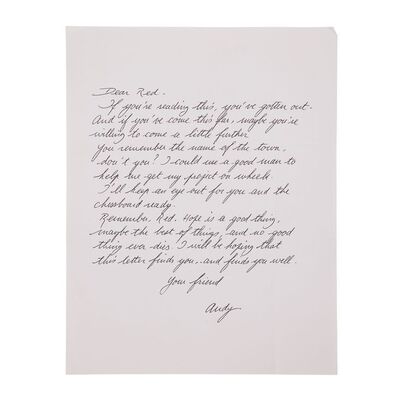 Lot #325: THE SHAWSHANK REDEMPTION (1994) - Andy Dufresne's (Tim Robbins) Letter to Ellis "Red" Redding (Morgan Freeman)