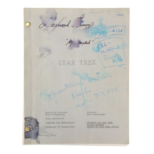 Lot #334: STAR TREK: THE ORIGINAL SERIES (1966-1969) - Leonard Nimoy's Personal Annotated Bound "Requiem for Methuselah" Final Draft Script with Poetry Book