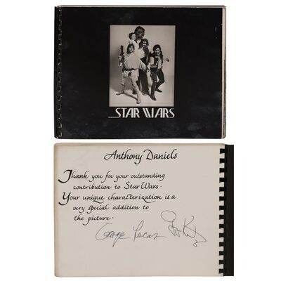 Lot #351: STAR WARS: A NEW HOPE (1977) - Anthony Daniels Collection: Rare Large Glory Book Signed to Anthony Daniels from George Lucas and Gary Kurtz