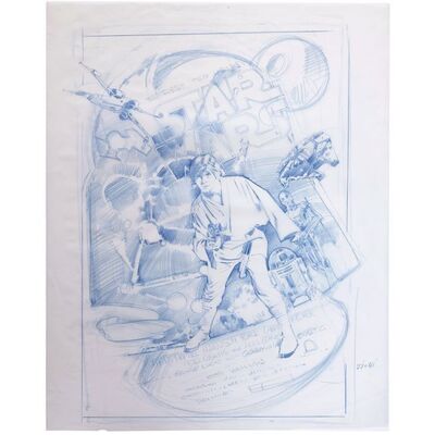 Lot #382: STAR WARS: A NEW HOPE (1977) - William Plumb Collection: Hand-drawn Drew Struzan 10th Anniversary Comprehensive Sketch
