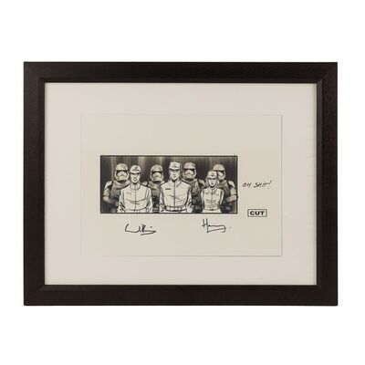 Lot #387: STAR WARS: THE LAST JEDI (2017) - Limited Edition Printed Storyboard Autographed by Prince William and Prince Harry