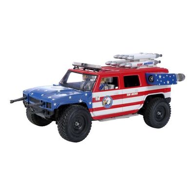 Lot #405: TEAM AMERICA: WORLD POLICE (2004) - Team America Hummer H2 Small-scale Model Miniature with Character Figurines