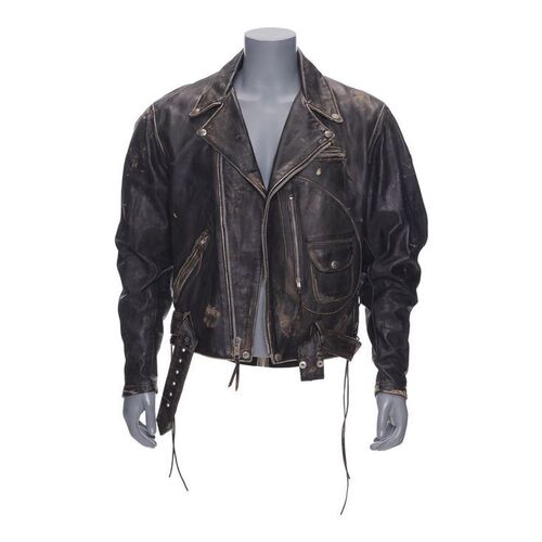 Lot #406: TERMINATOR 2: JUDGMENT DAY (1991) - T-800's (Arnold Schwarzenegger) Distressed Leather Jacket