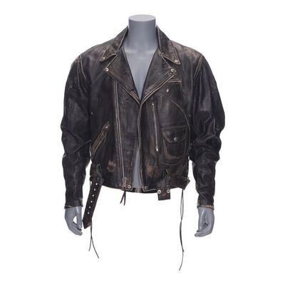 Lot #406: TERMINATOR 2: JUDGMENT DAY (1991) - T-800's (Arnold Schwarzenegger) Distressed Leather Jacket