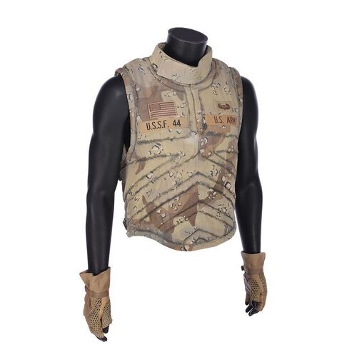 Lot #429: UNIVERSAL SOLDIER (1992) - Luc Deveraux's (Jean-Claude Van Damme) Vest and Gloves