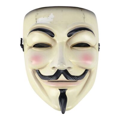 Lot #432: V FOR VENDETTA (2005) - V's (Hugo Weaving) Hero Mask with Binder of Printed Concept Art