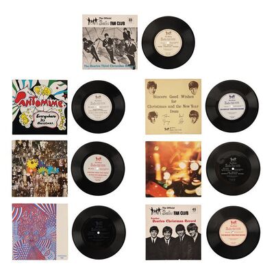 Lot #470: BEATLES, THE - Set of Seven Official Beatles Fan Club Christmas Flexi Discs