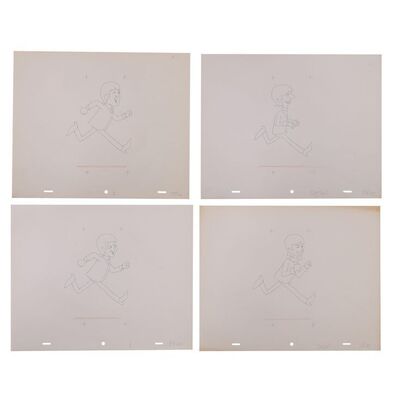 Lot #472: THE BEATLES (TV SERIES, 1965-1969) - Four Preliminary Production Hand-drawn Beatles Sketches by Dennis Hunt