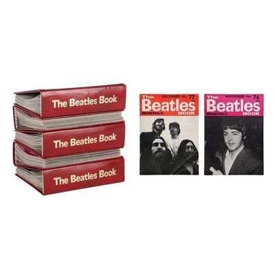 Lot #474: BEATLES, THE - Set of 77 First Issues of The Beatles Monthly Book in Binders