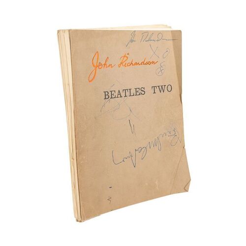 Lot #481: HELP! (1965) - Paul McCartney Autographed Production Script and Shooting Schedule