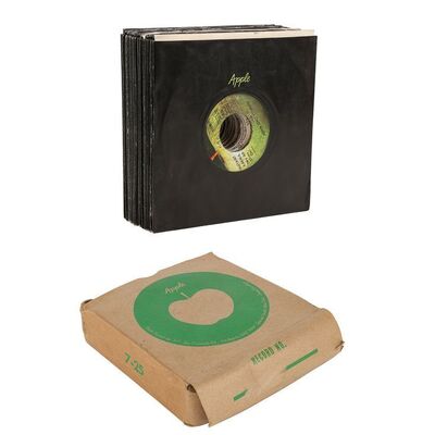 Lot #496: JOHN LENNON AND YOKO ONO - Set of 25 7-inch "Instant Karma!" Singles in Original USA Apple Records Box