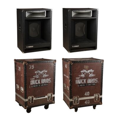Lot #524: ERIC CLAPTON - Pair of Tour-used "Duck Bros." Yamaha PA Cab Flight Cases