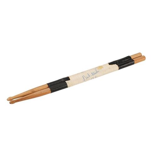 Lot #555: LED ZEPPELIN - Pair of John Bonham Drumsticks Wrapped in Autographed Handwritten Note