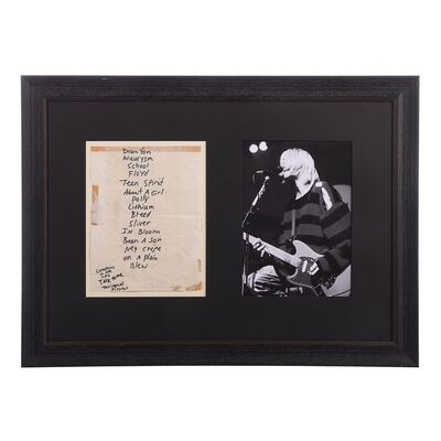 Lot #571: NIRVANA - Framed Kurt Cobain-handwritten Set List