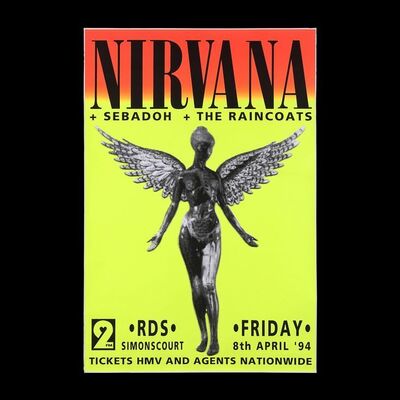 Lot #573: NIRVANA - Poster and Ticket For Cancelled RDS Simmonscourt Concert