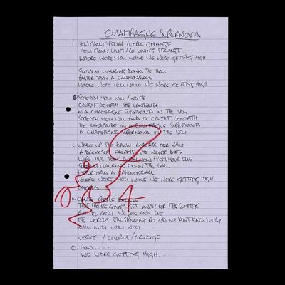 Lot #583: OASIS - 'Champagne Supernova'' Lyrics Handwritten and Signed by Noel Gallagher