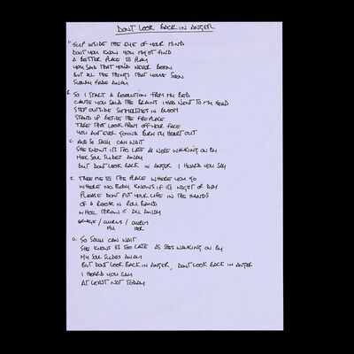 Lot #587: OASIS - "Don't Look Back In Anger" Lyrics Handwritten by Noel Gallagher