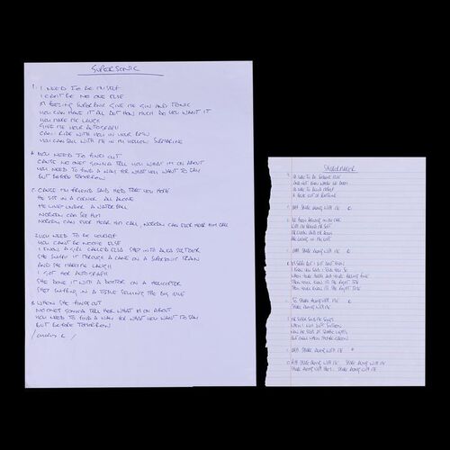 Lot #590: OASIS - "Shakermaker" and "Supersonic" Lyrics Handwritten by Noel Gallagher